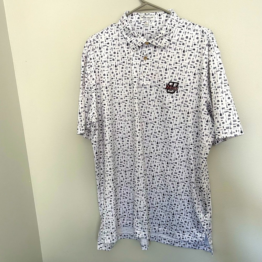 Peter Millar Summer Comfort Large “Tailgate” UMASS Performance Polo MSRP-120$